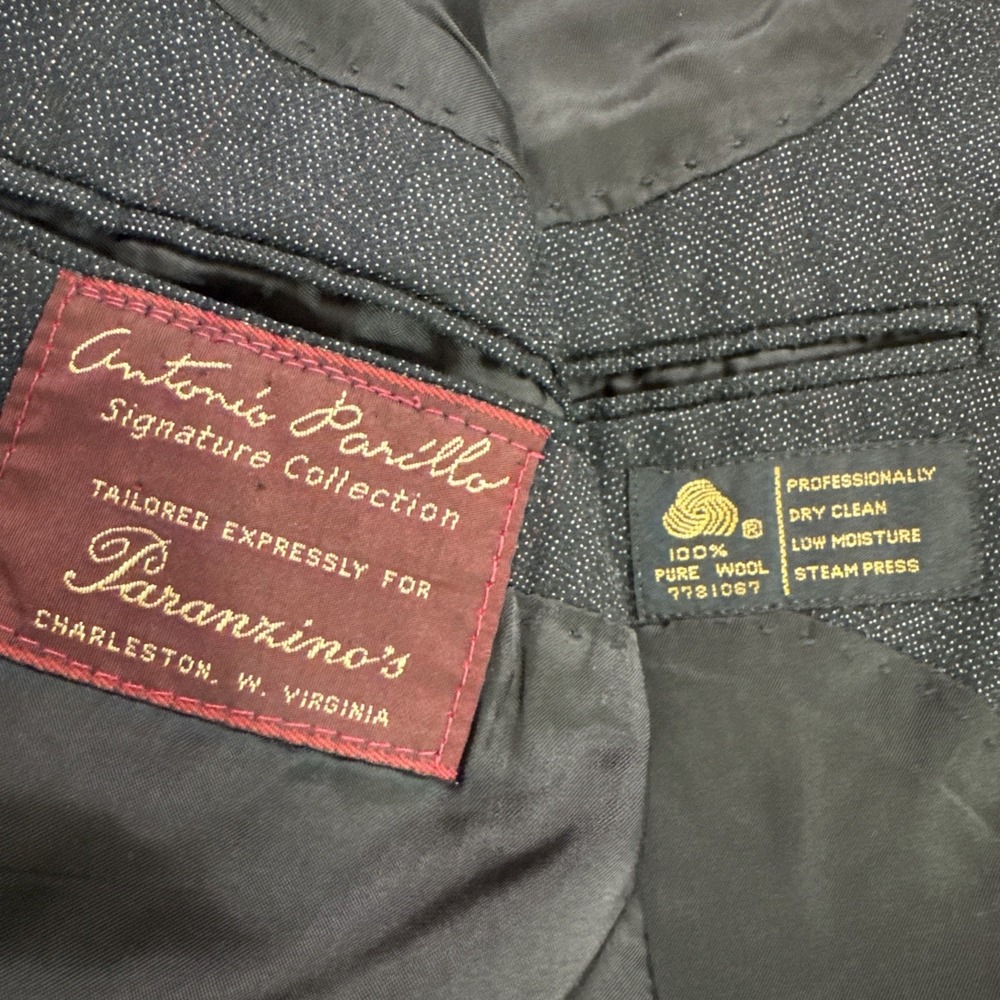 Vintage Antonio Parillo Black Wool Double Breasted Suit Sz 42R Pants 38 x 30 - Picture 5 of 16